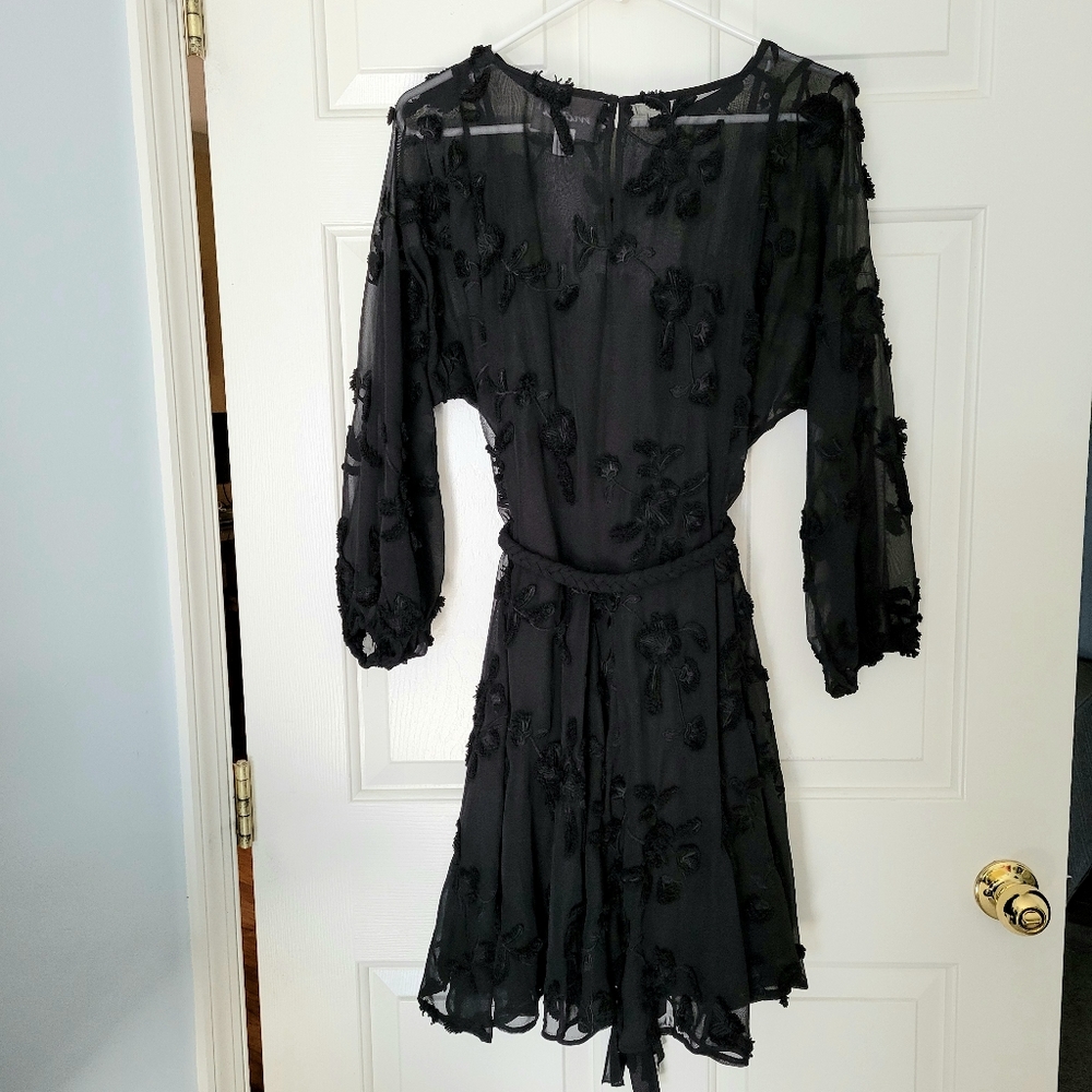 🚫*SOLD* NWOT Anthropologie Amal embroidered black long sleeve tie waist dress - Picture 7 of 11